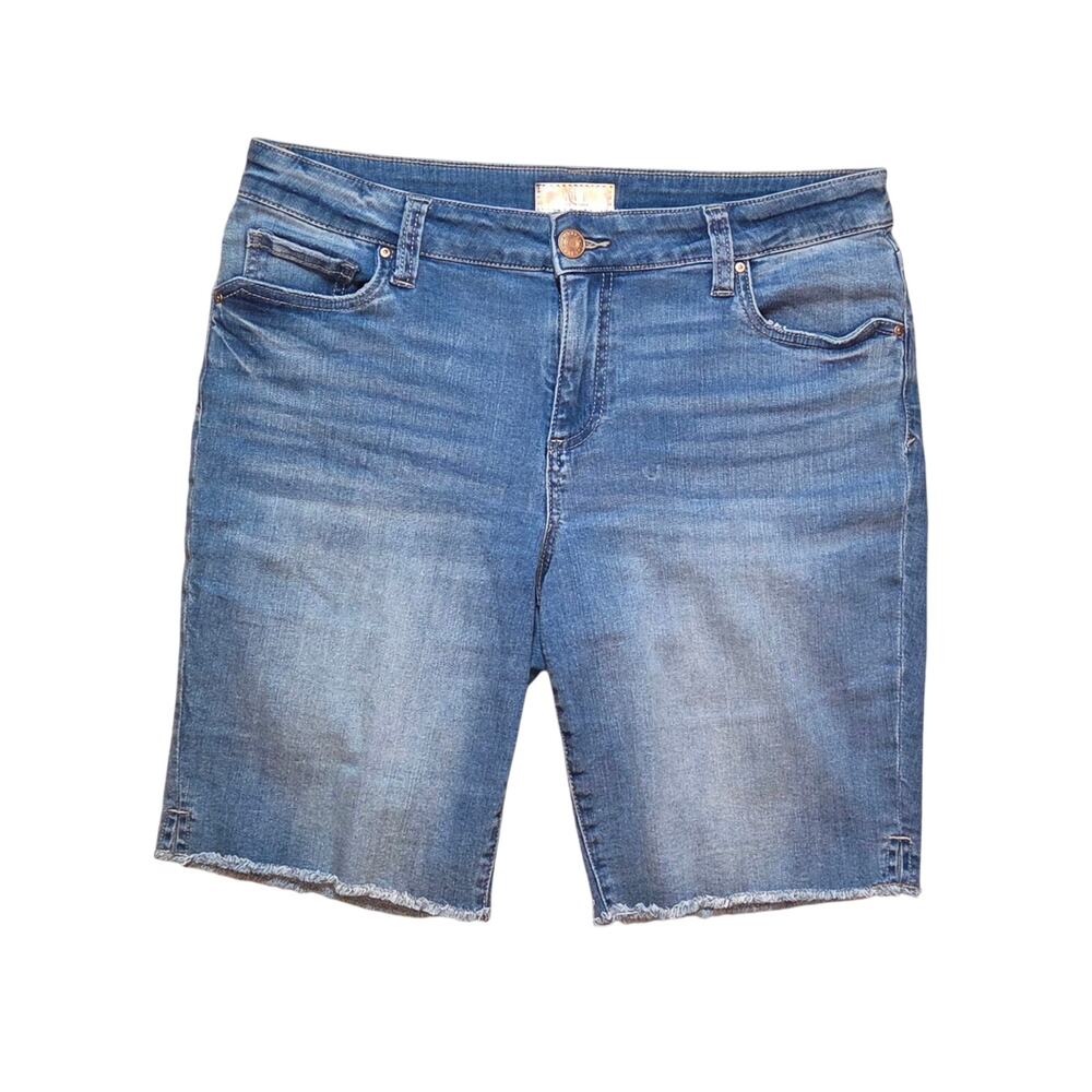 Kut From the Kloth Natalie Bermuda Shorts, Frayed Hems Denim Jean Shorts sz 12